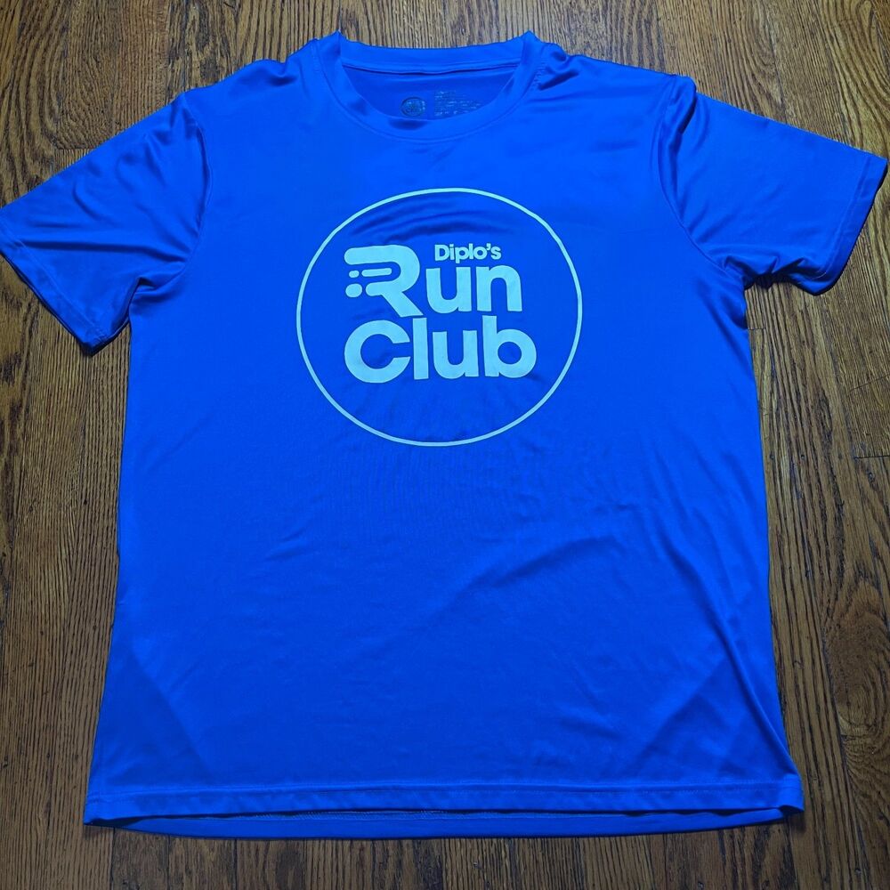 Diplo's Run Club Blue Athletic Performance T-Shirt Unisex Size L Workout Gym